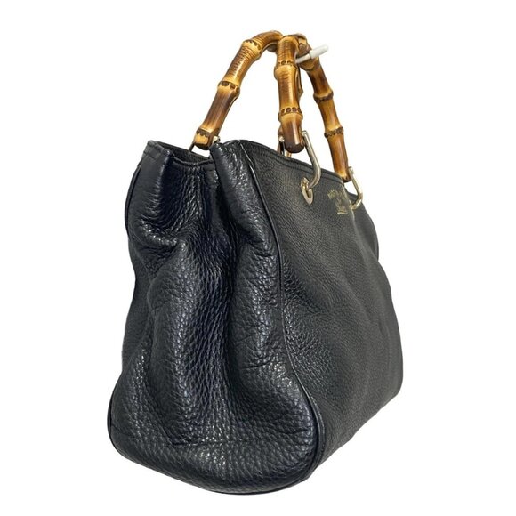Auth GUCCI Bamboo Shopper 323660 Black Leather - Tote Bag - Picture 8 of 10